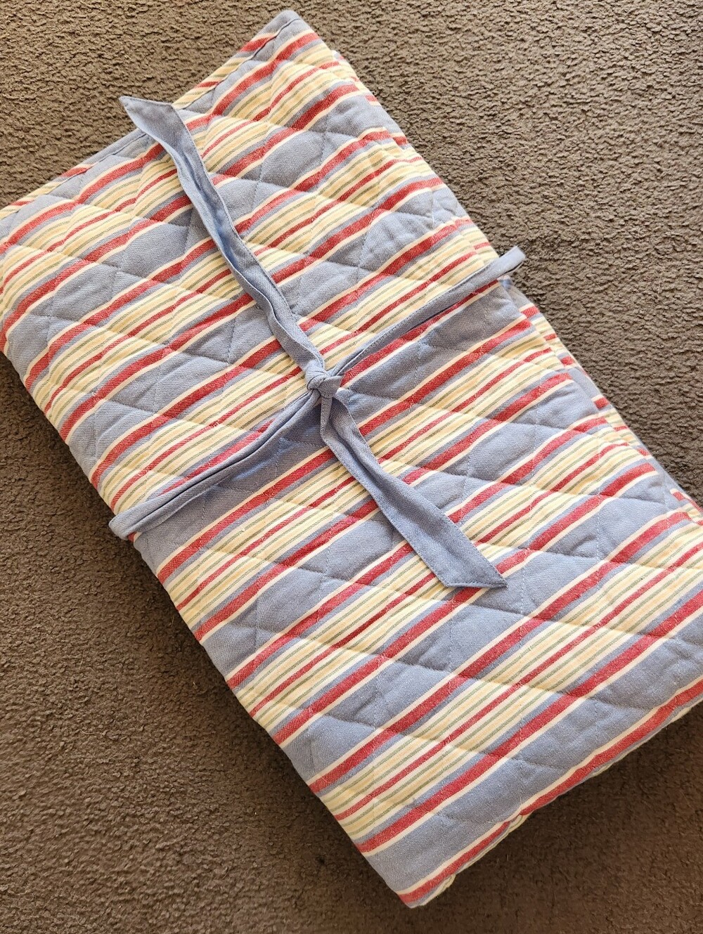 Striped Blanket Throw Blue Yellow 100% Cotton 50 x 60 Home Bedding